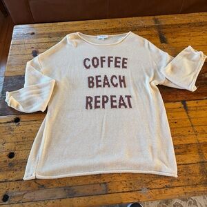 Gilli Cream Sweater with Brown Text